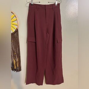 Gap Cargo  Women's Burgundy Wide-Leg Pants Easy Trousers Size 4